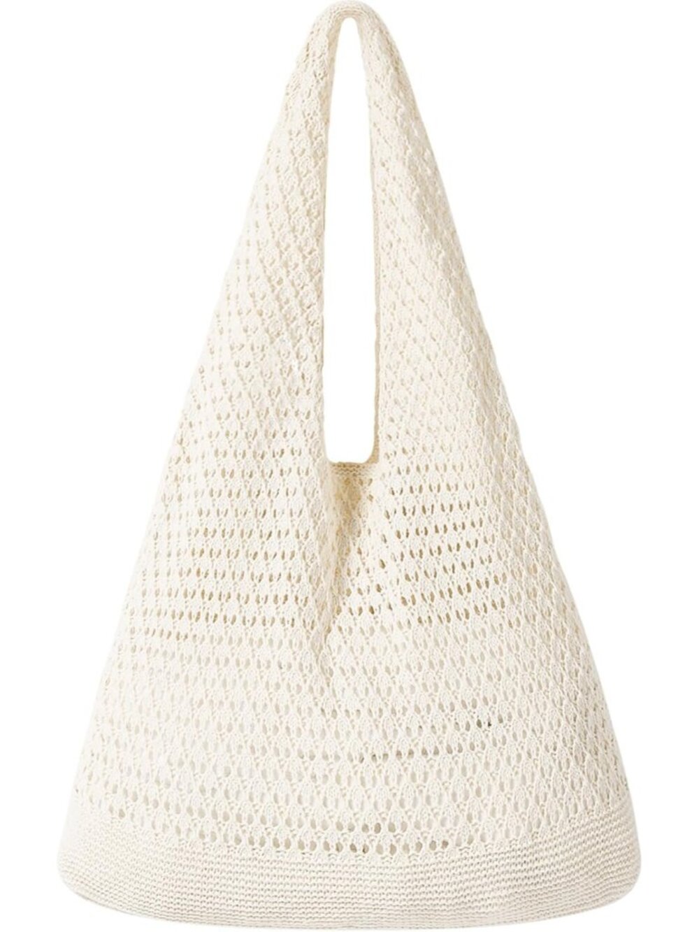 Women's Apricot Crochet Mesh Tote Bag Shoulder Lightweight Shopping Handbag